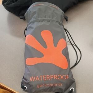 geckobrands Waterproof Gray and Orange Drawstring Backpack